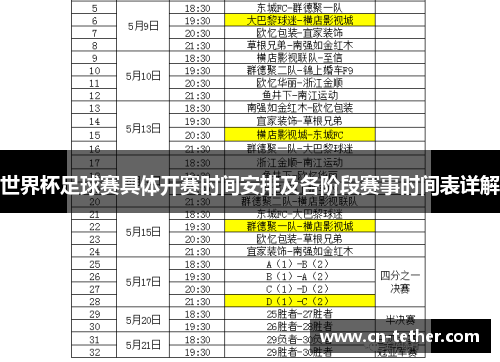 世界杯足球赛具体开赛时间安排及各阶段赛事时间表详解